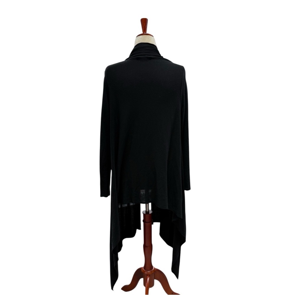 Women’s Black Long Open-Front Draped Cardigan Sweater Size Medium Large Viscose - Picture 14 of 15